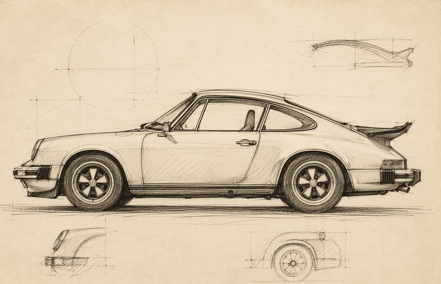 Croquis de un Porsche clásico